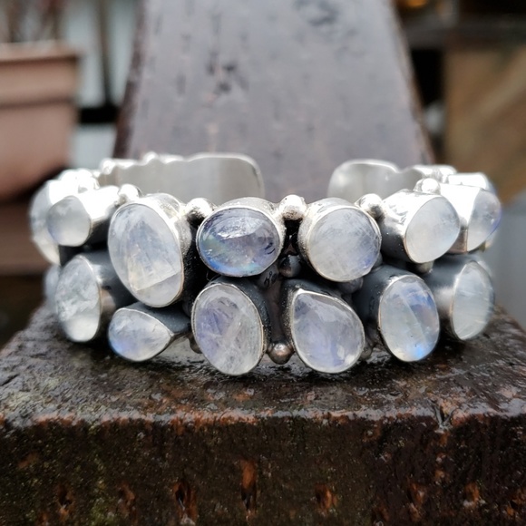 Vintage Jewelry - Moonstone Sterling Silver Handcrafted Bracelet